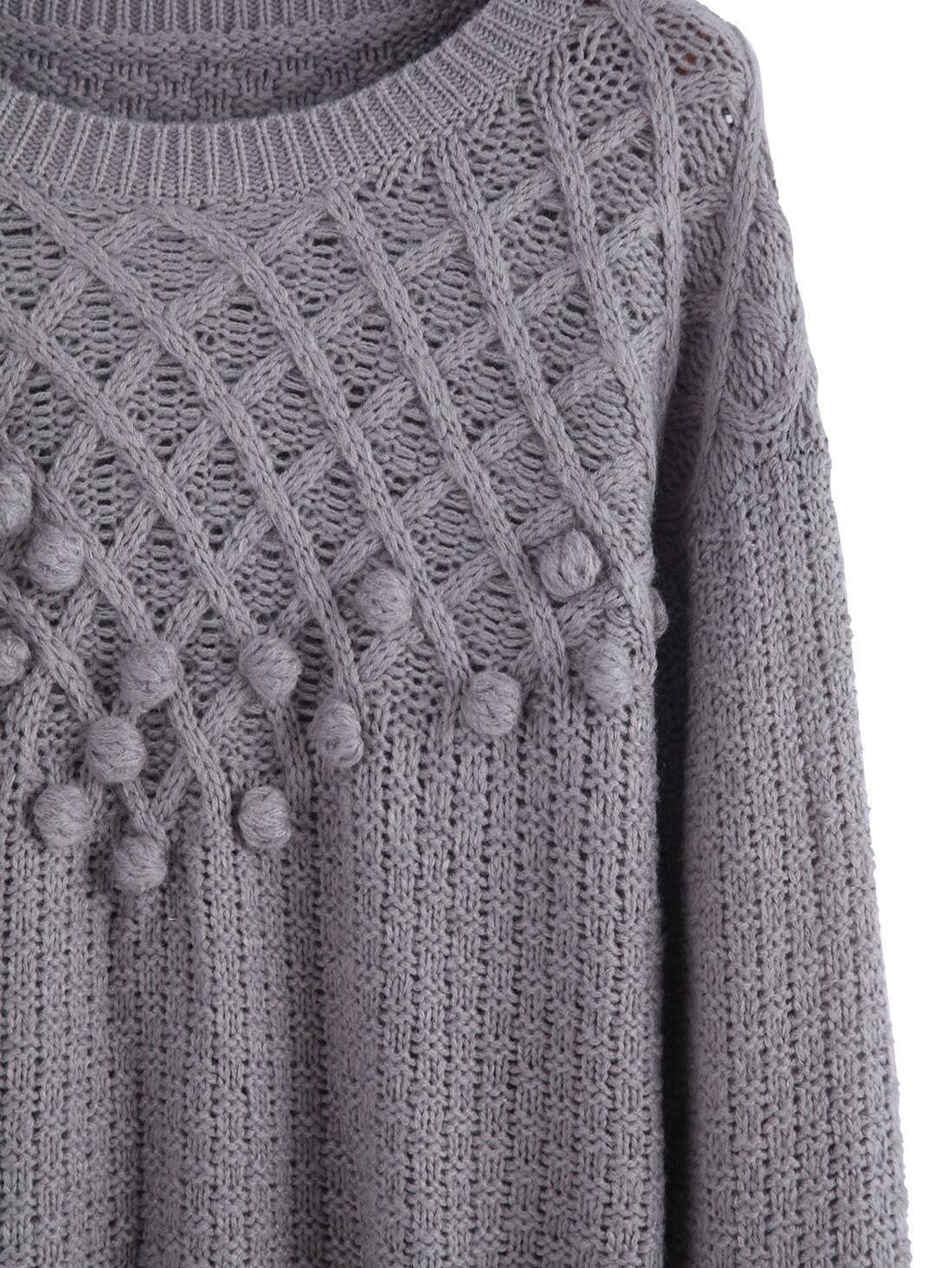 Ball Embellished Loose SweaterFor Womenromwe