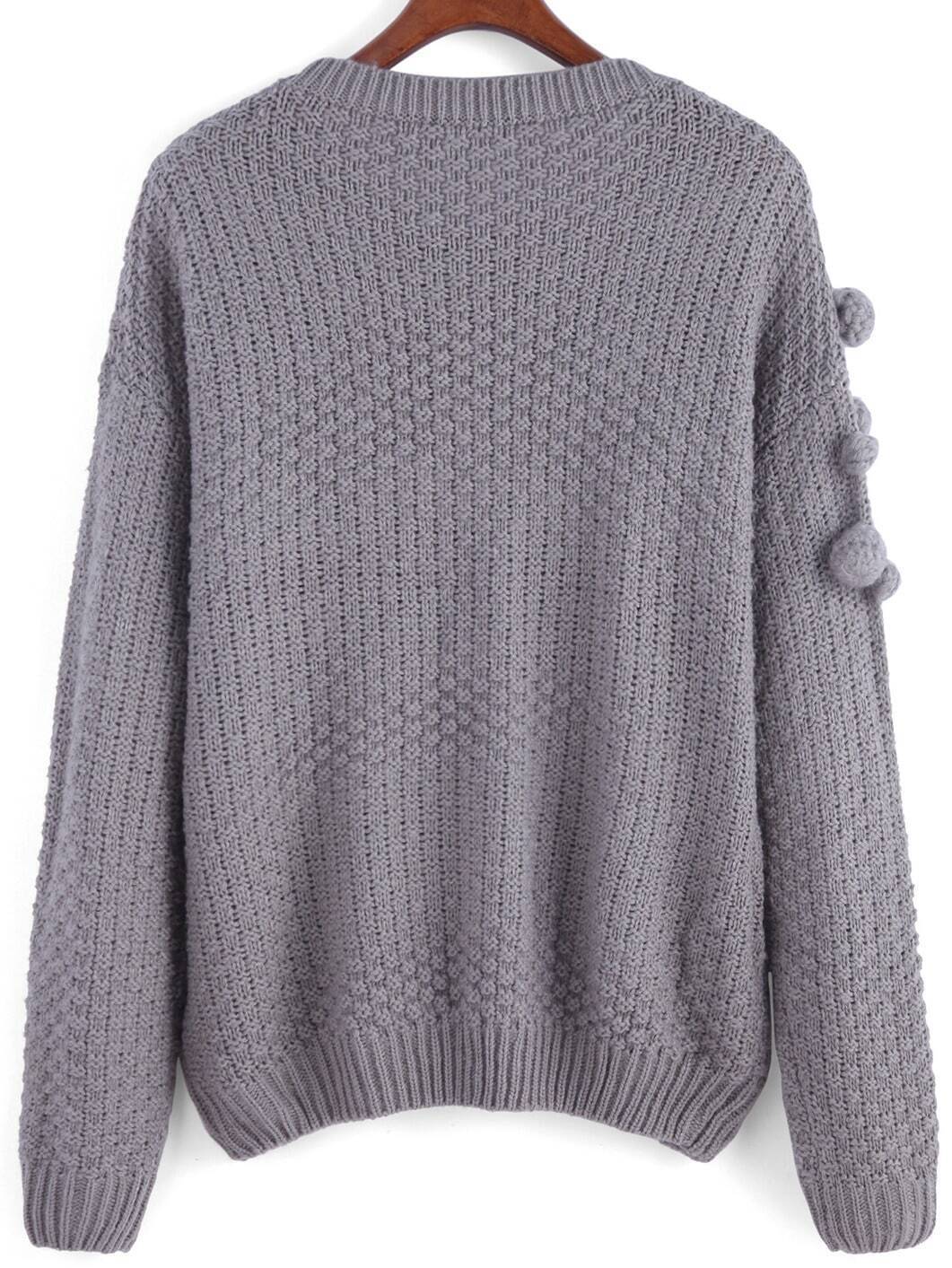 Ball Embellished Loose SweaterFor Womenromwe