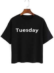 black crew neck crop top t shirt