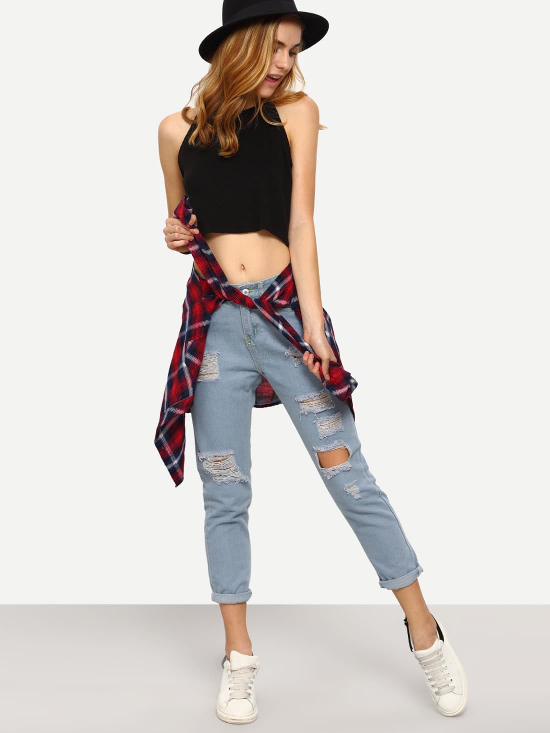 High Waist Ripped Denim Pant High Waist Ripped Denim Pant
