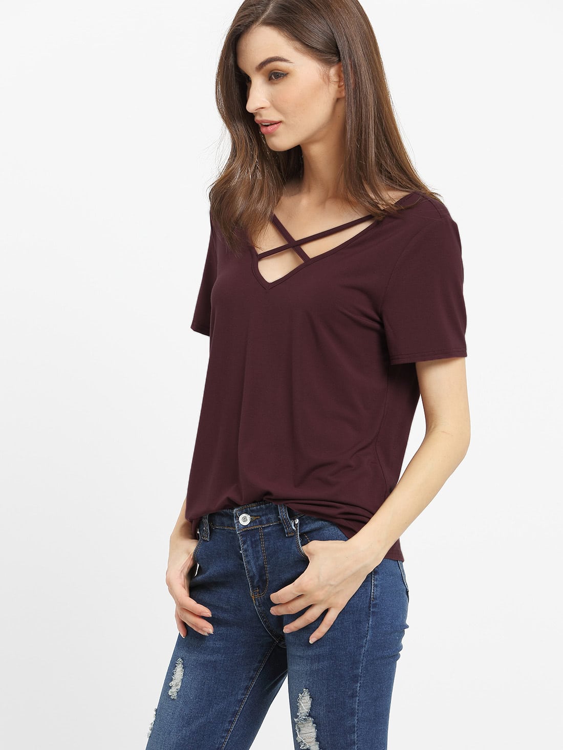 criss cross front tee