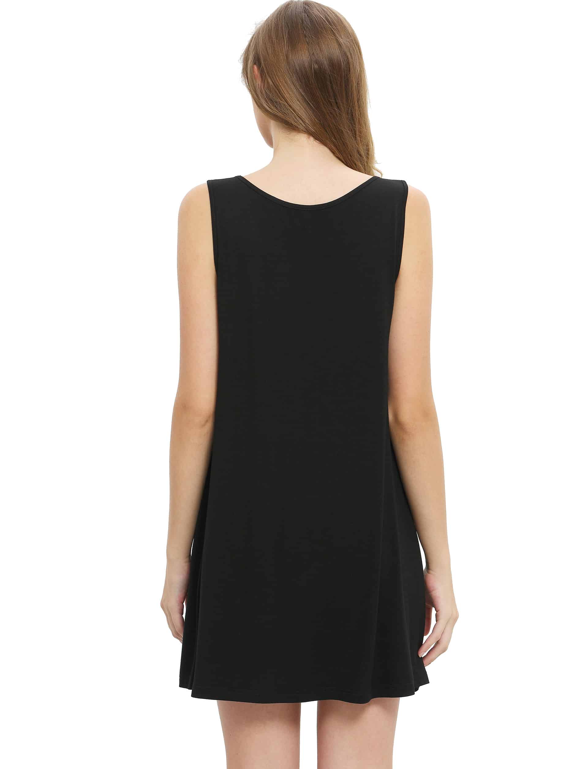 Black Sleeveless Casual Shift Dress
