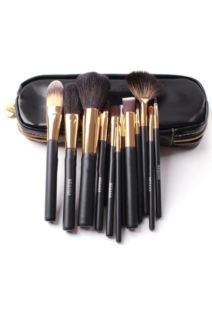 12pcs cosmetic brush with golden chain black casefor 12pcs cosmetic brush with golden chain black casefor
