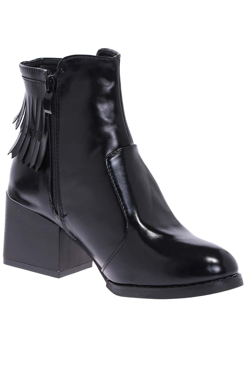 Tassels Zippered Black BootFor Womenromwe