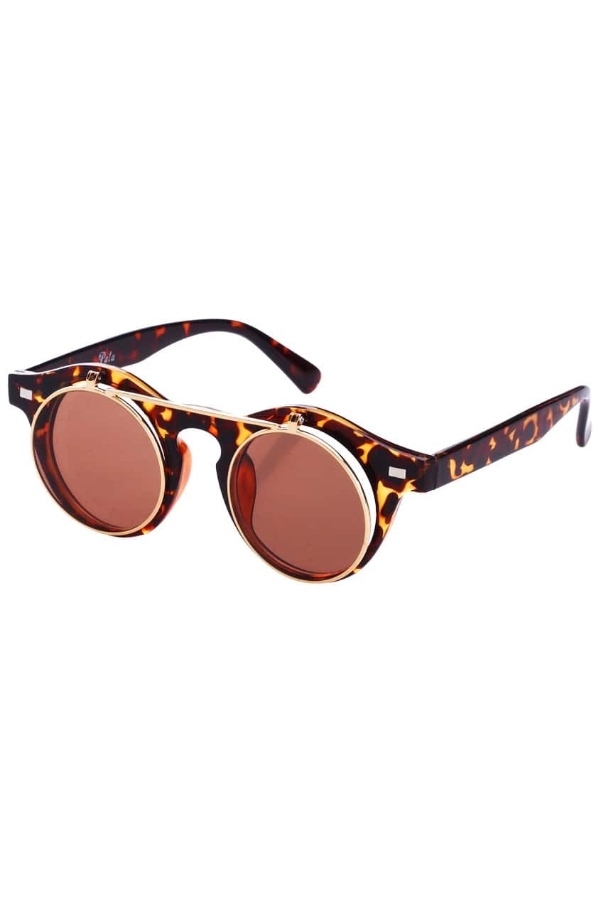 Doublelayered Leopard Round SunglassesFor Womenromwe