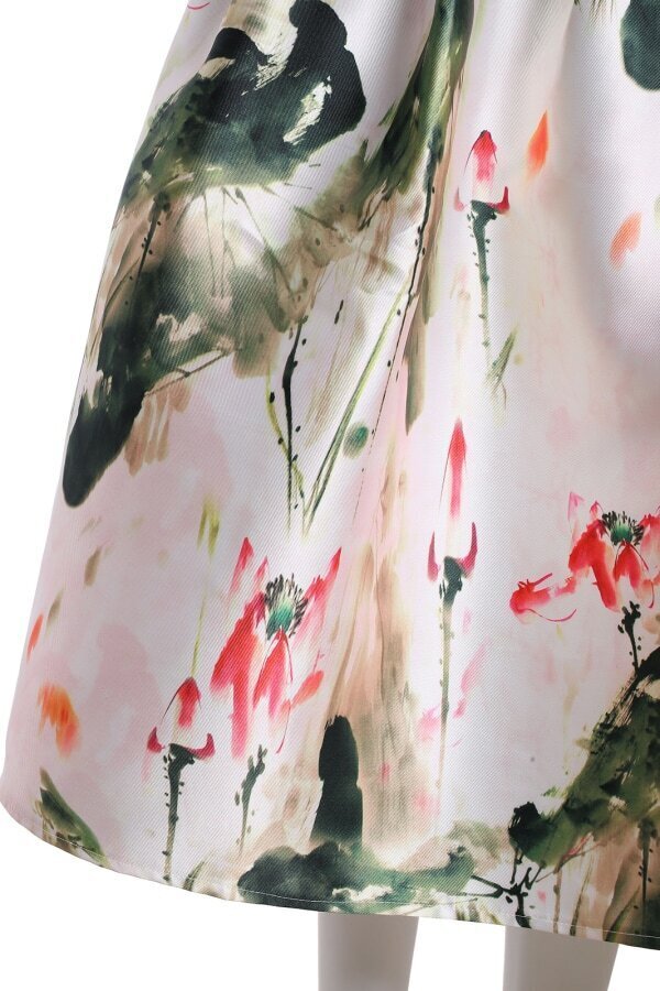 Ink Painting Print Midi SkirtFor Womenromwe