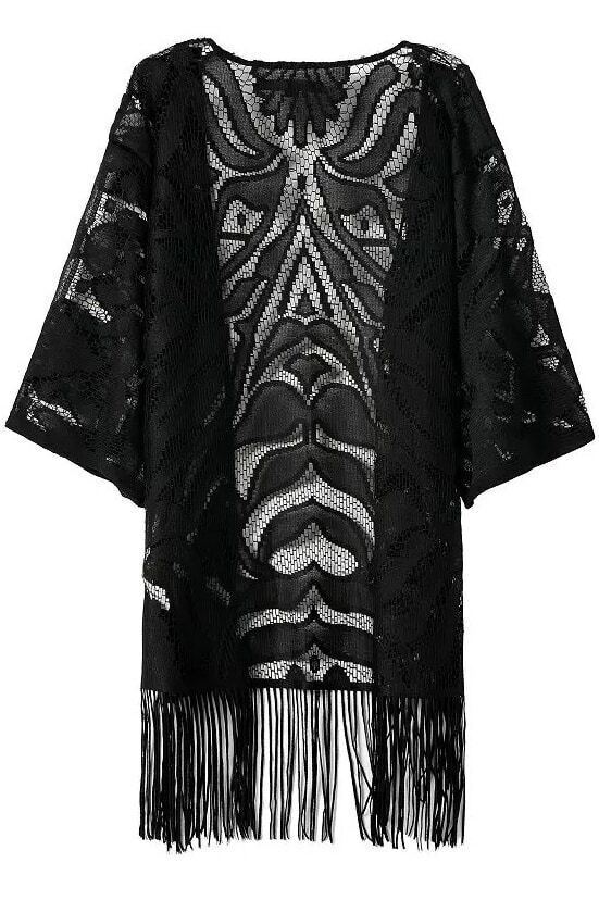 With Tassel Hollow Lace Kimono