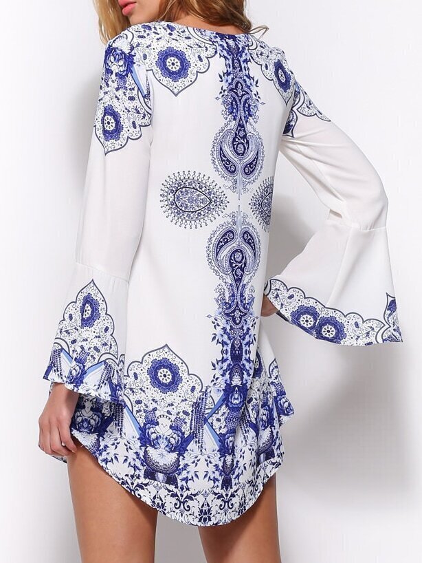 paisley lace bell sleeve dress