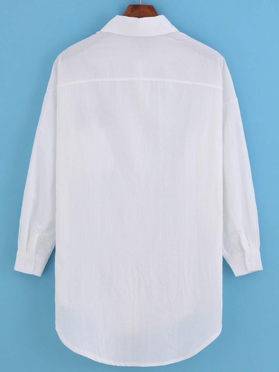 lapel dip hem mickey embroidered pocket white blouse lapel dip hem mickey embroidered pocket white blouse