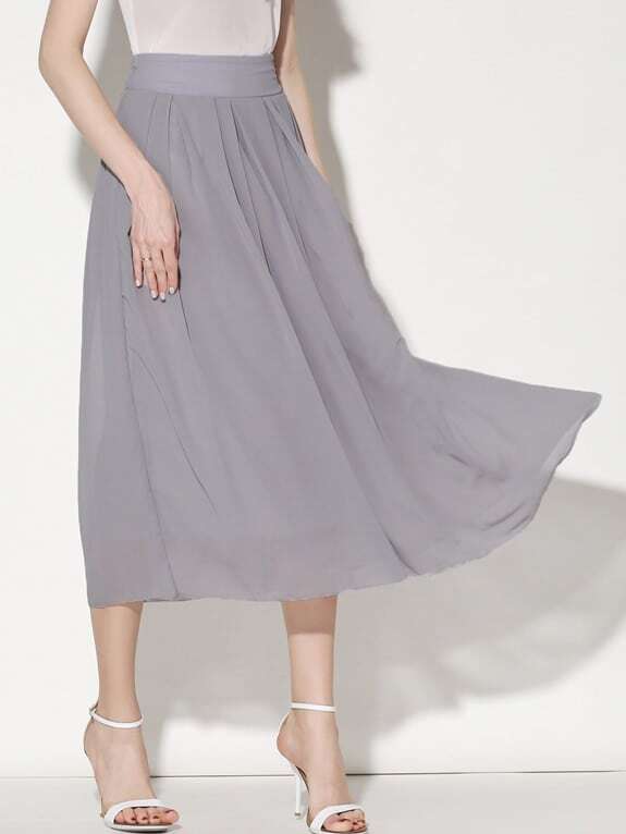 grey chiffon skirt