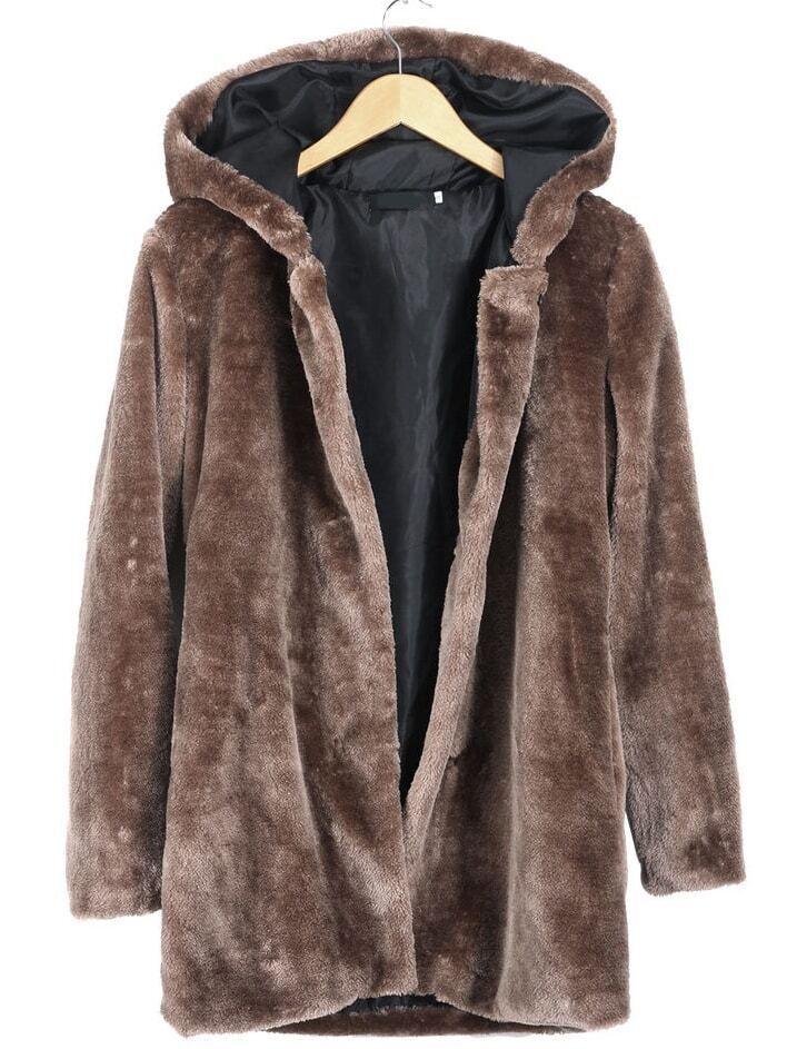 Hooded Long Sleeve Coffee Coat