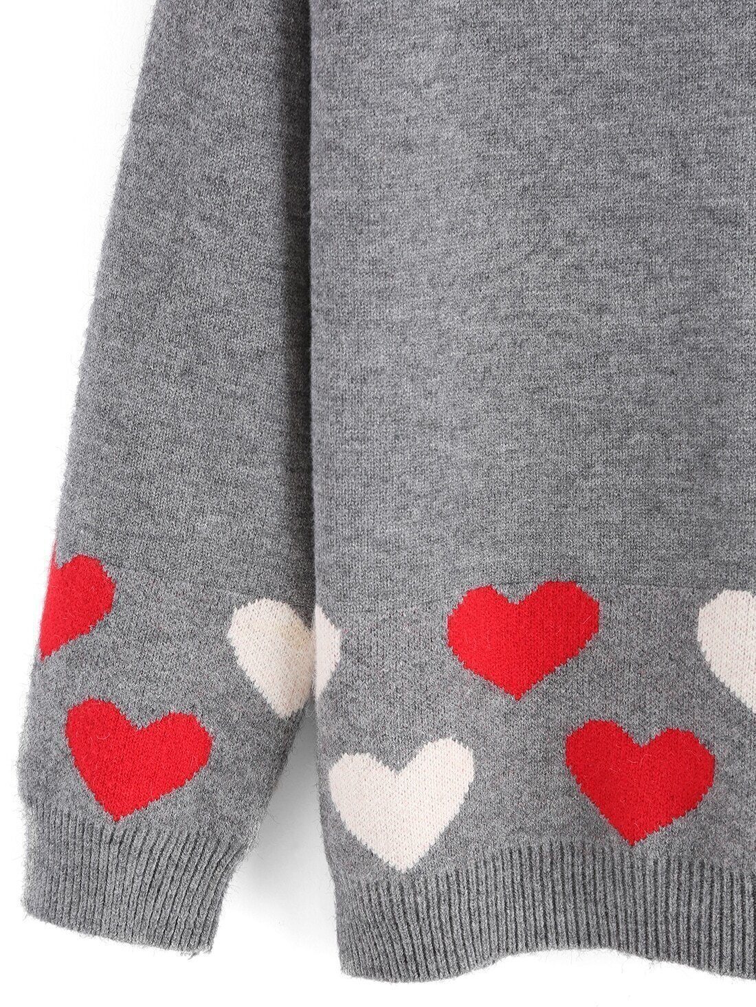 Heart Pattern Grey SweaterFor Womenromwe