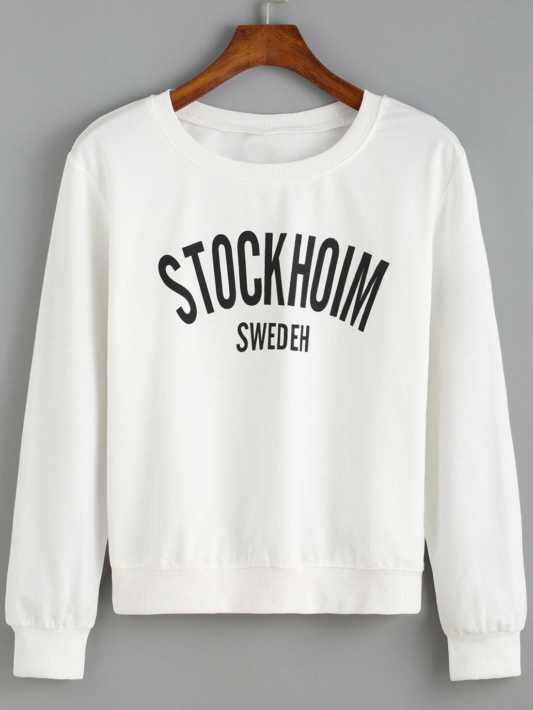 white sweatshirt print