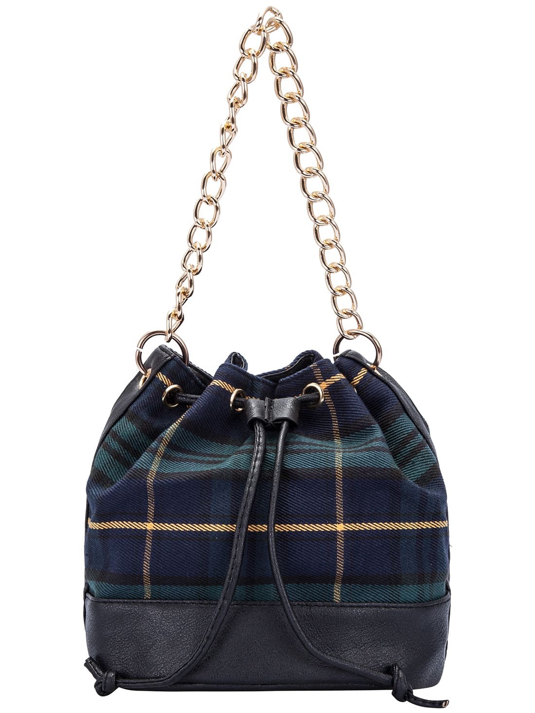 Colour Drawstring Chain Bucket BagFor Womenromwe