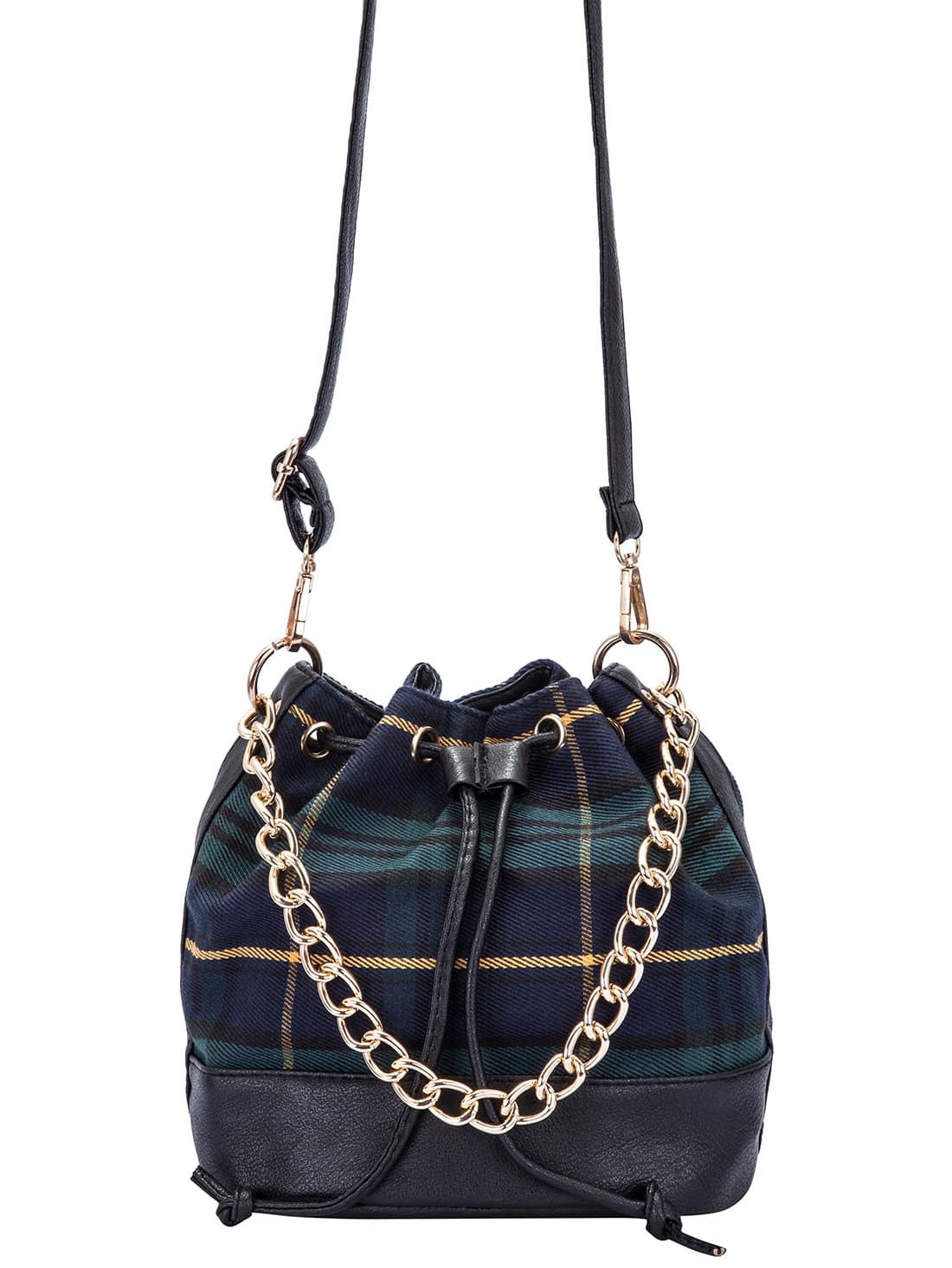 Colour Drawstring Chain Bucket BagFor Womenromwe