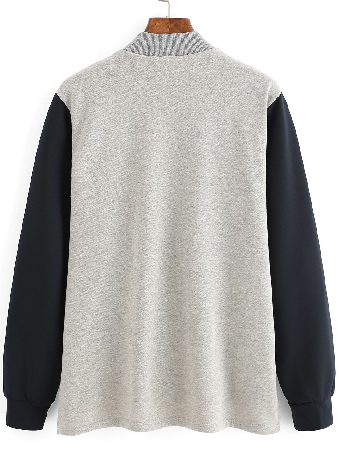 Dip Hem Colorblock Varsity Jacket