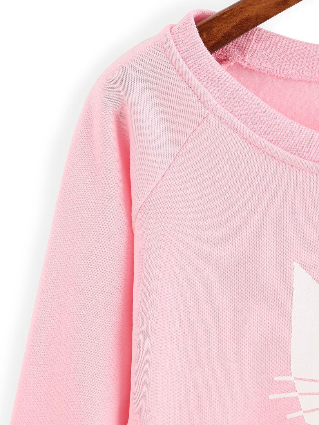 Raglan Sleeve Cat Print Sweatshirt