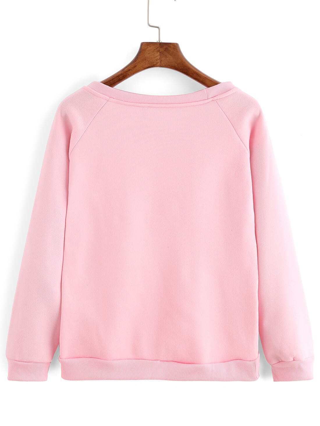 Raglan Sleeve Cat Print Sweatshirt