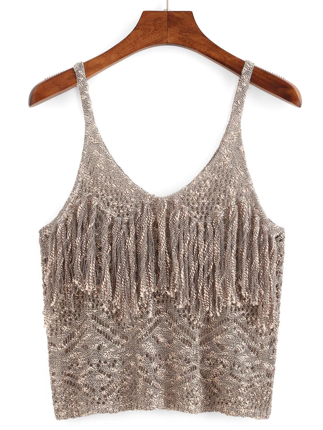 Hollow Out Fringe Cami Top