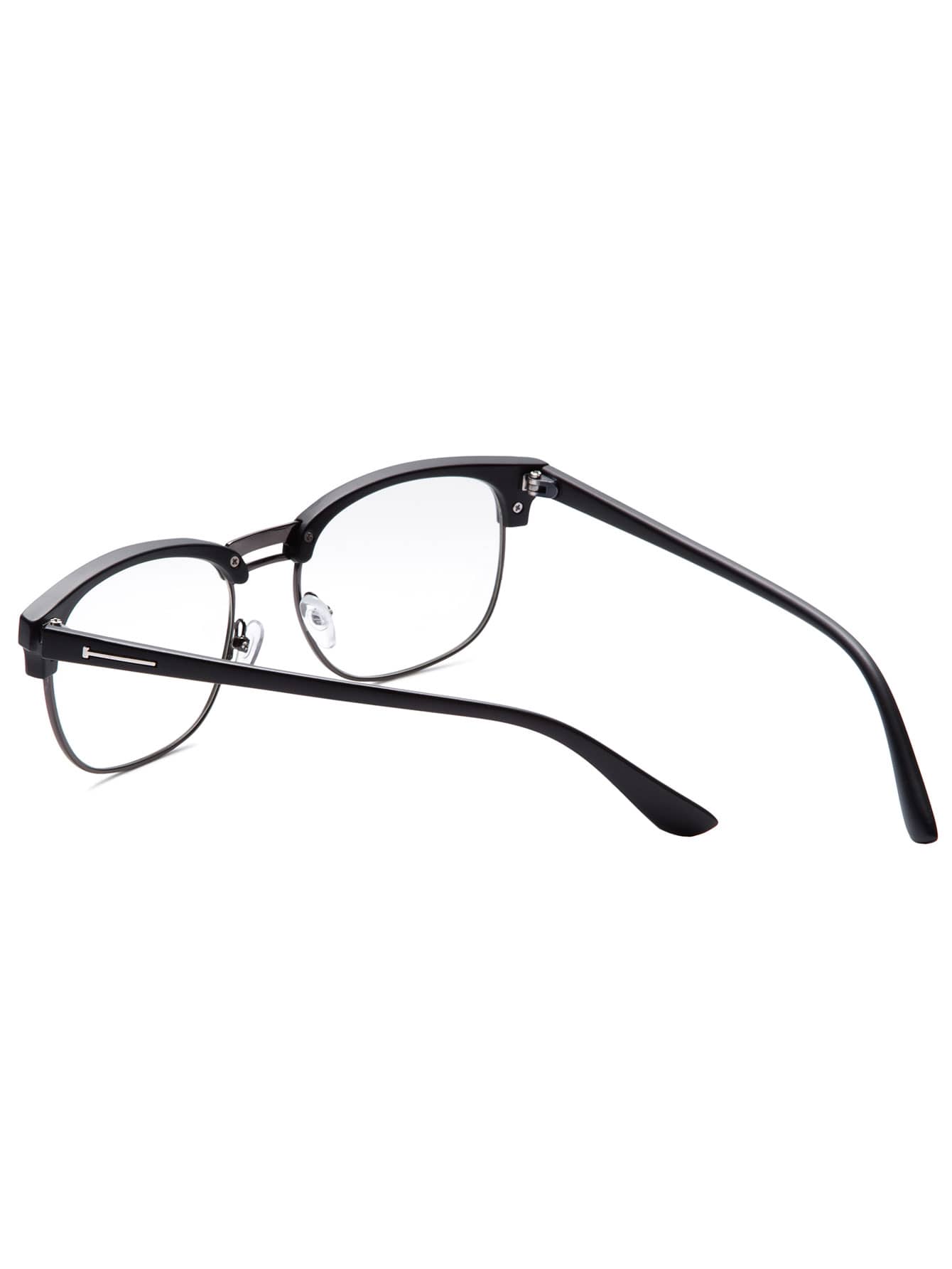 Black Open Frame Dull Polish Glasses