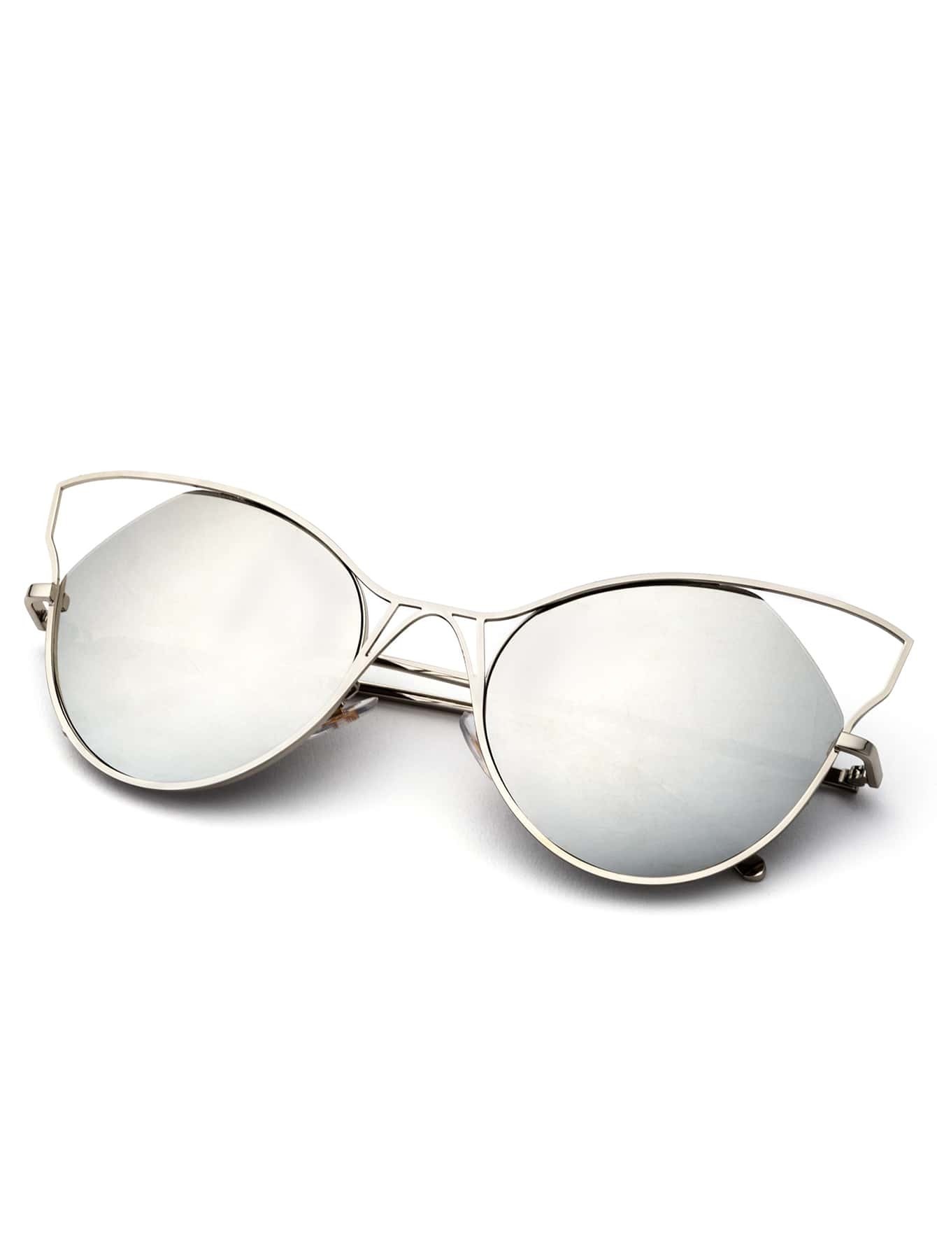 Silver Frame Grey Cat Eye Sunglasses
