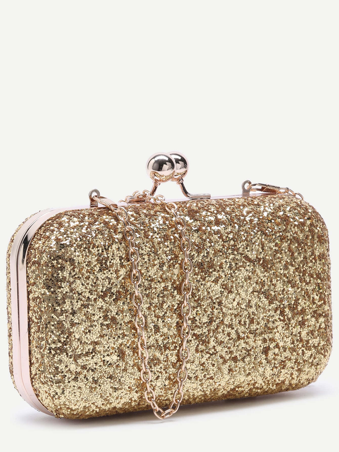 Gold Glitter Evening Bag With ChainFor Womenromwe