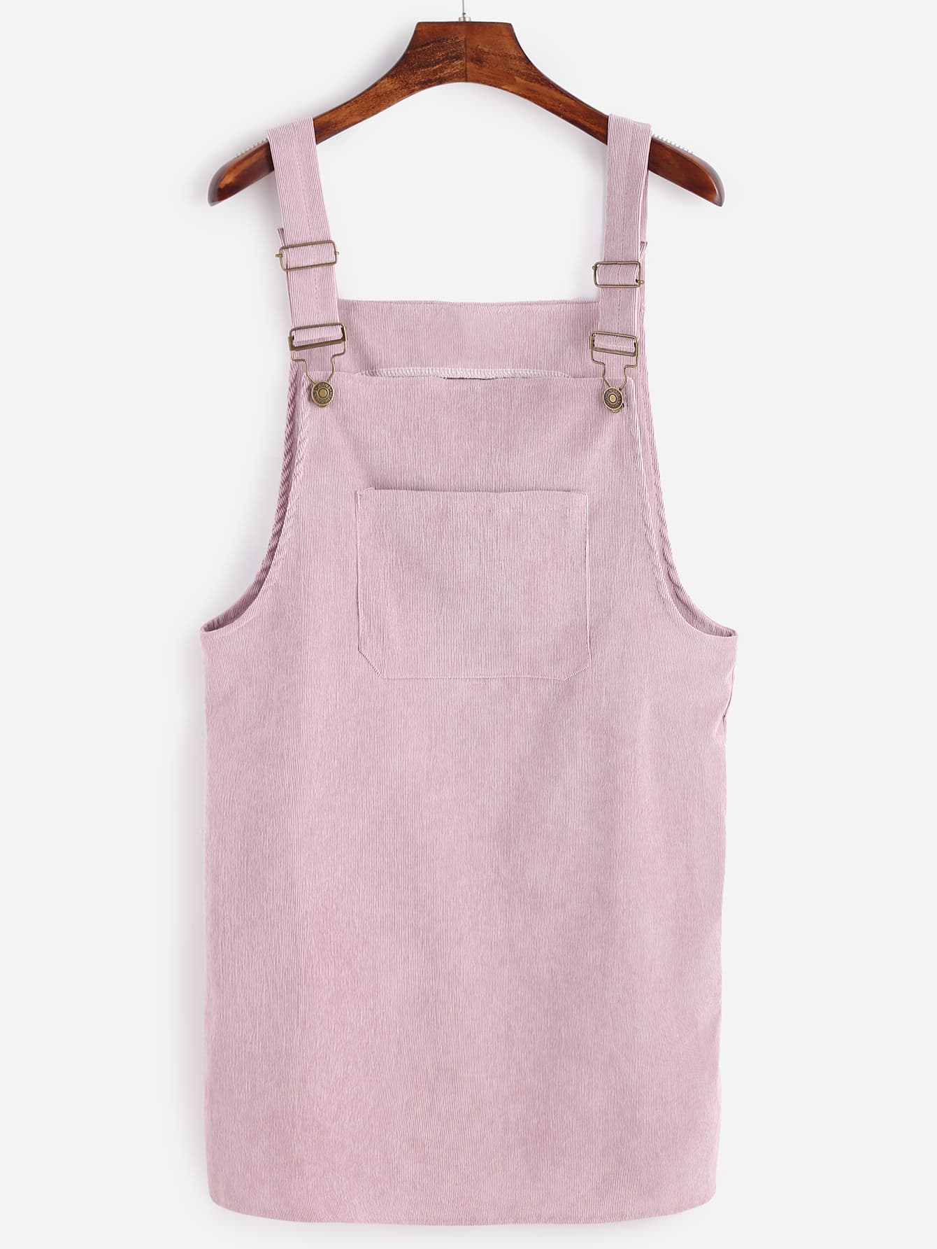 Pink Corduroy Overall Dress With PocketFor Womenromwe