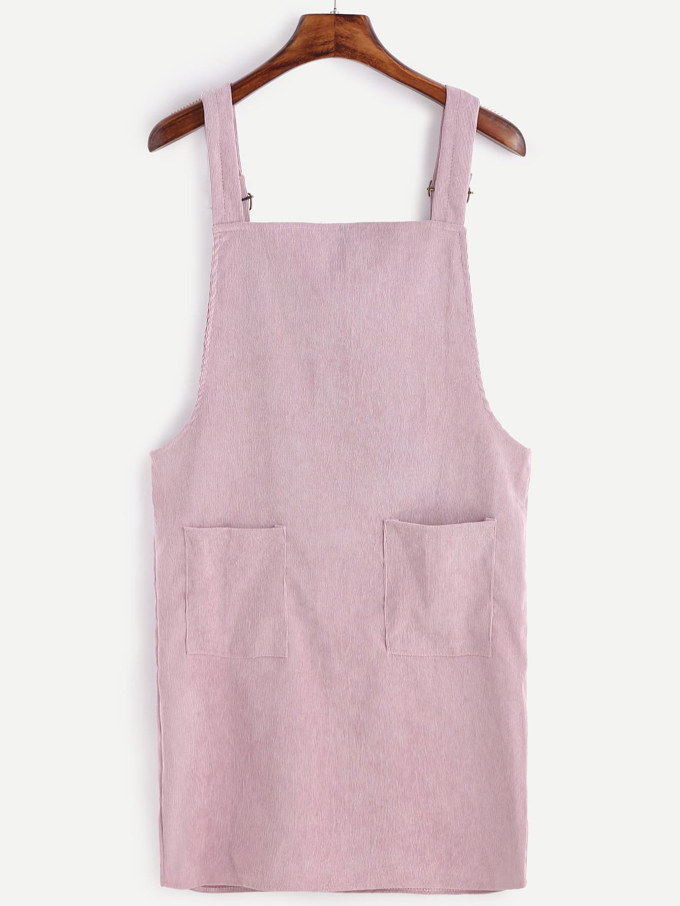 Pink Corduroy Overall Dress With PocketFor Womenromwe