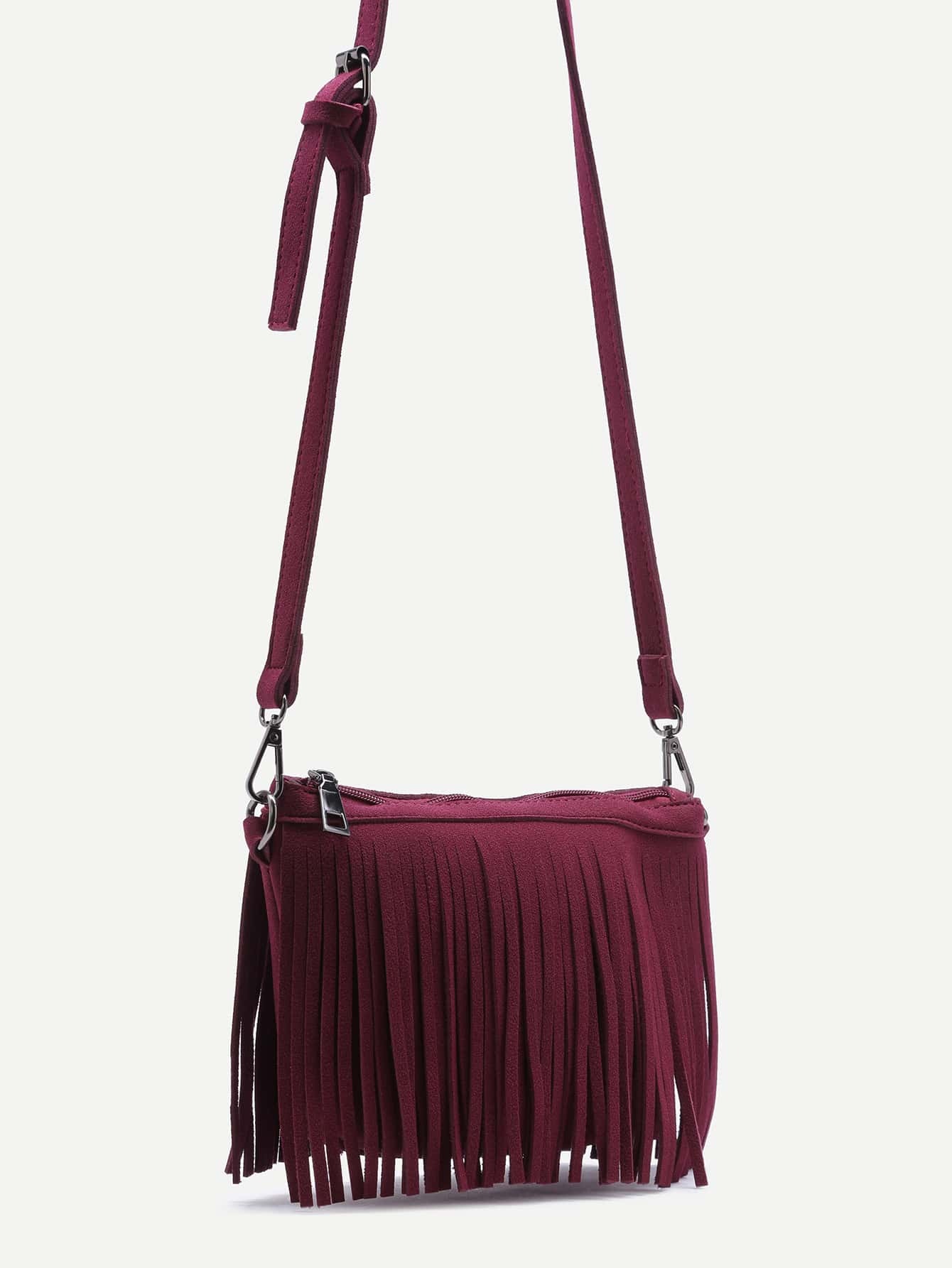 cuero nubuck bolso bandolera de cuero nubuck con flecos burdeos cuero nubuck bolso bandolera de cuero nubuck con flecos burdeos