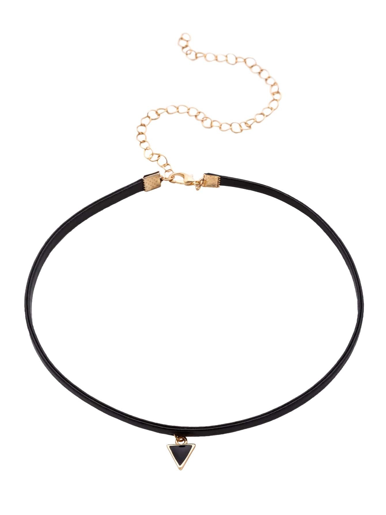 Black Triangle Pendant Thin Choker Necklacefor Romwe black triangle pendant thin choker necklacefor romwe