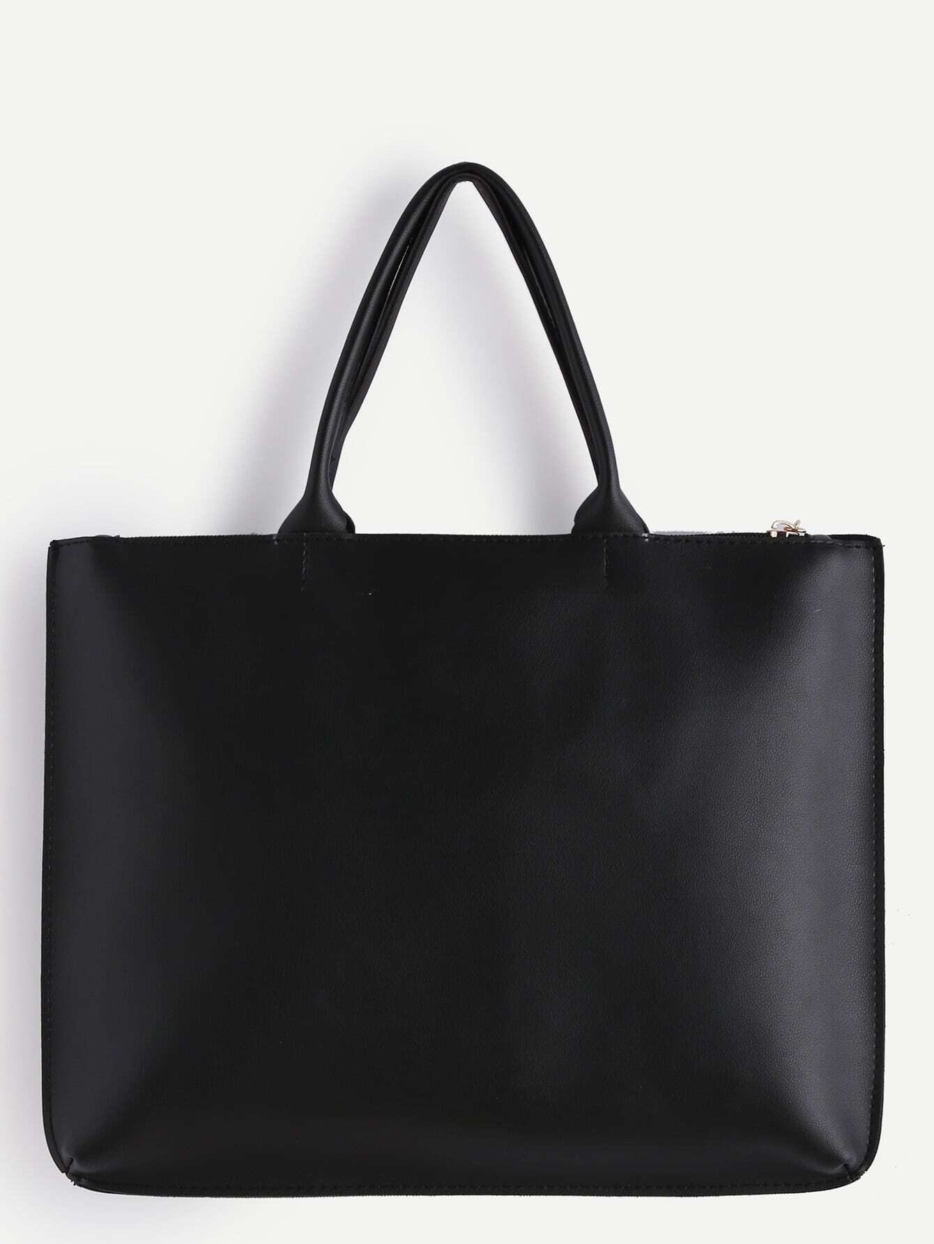 plain black tote handbag
