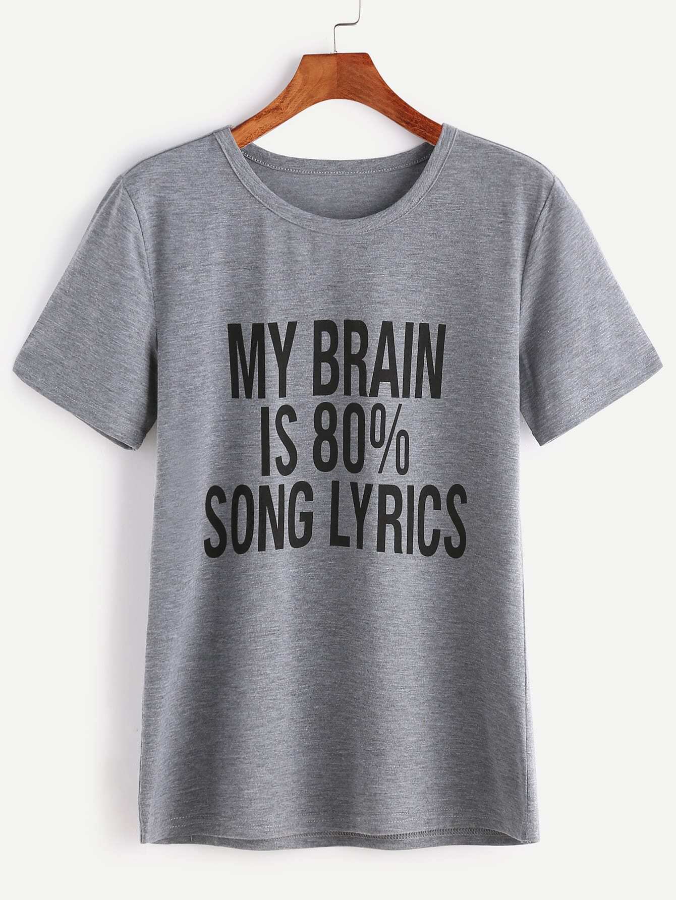 heather t-shirt gris slogan imprimer