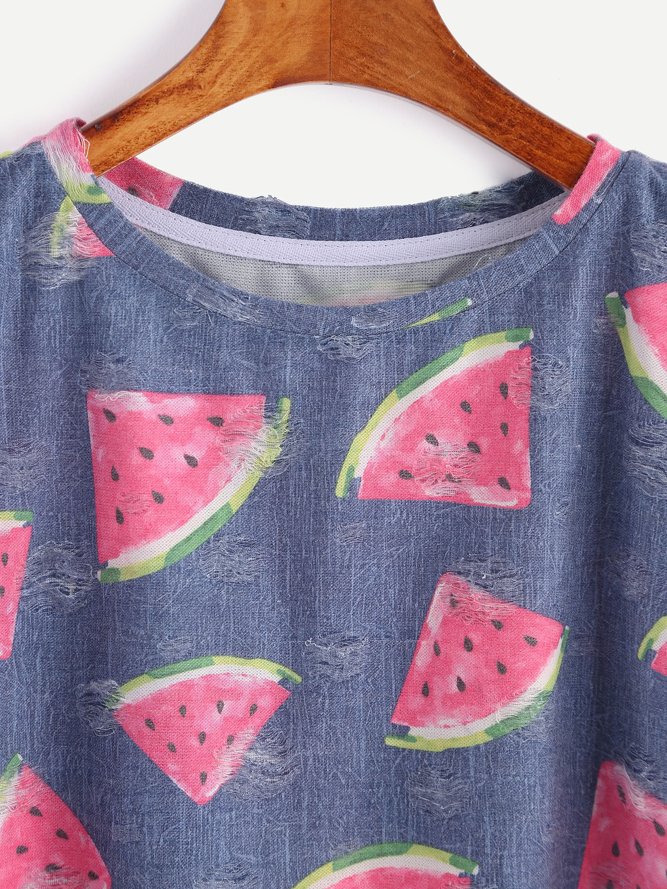 Blue Watermelon Print Short Sleeve Tshirt