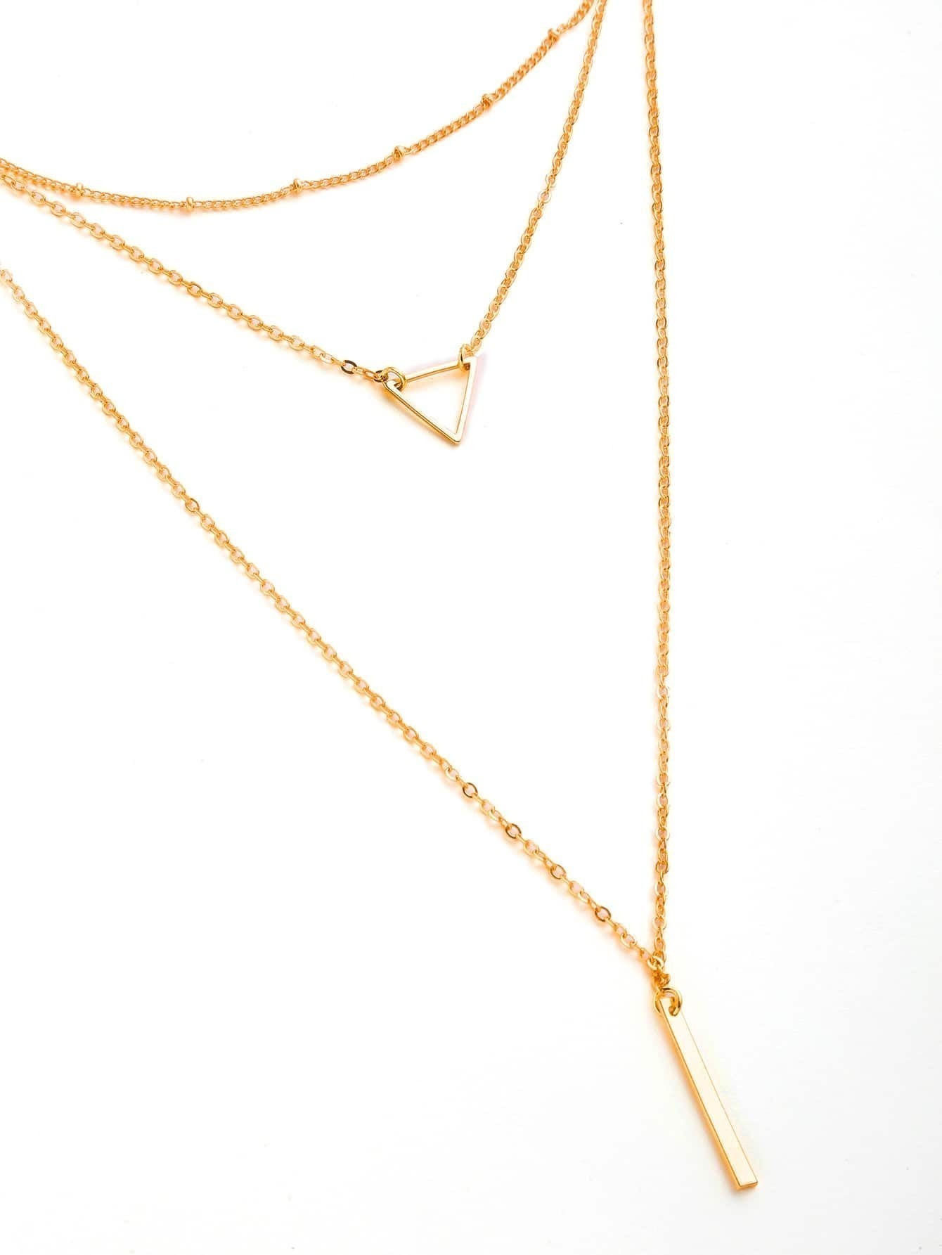 metal triangle and bar pendant chain necklace metal triangle and bar pendant chain necklace
