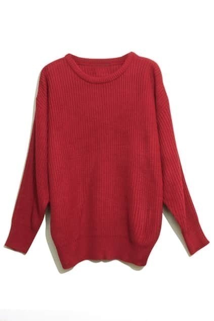 Chunky Knits Red JumperFor Women-romwe
