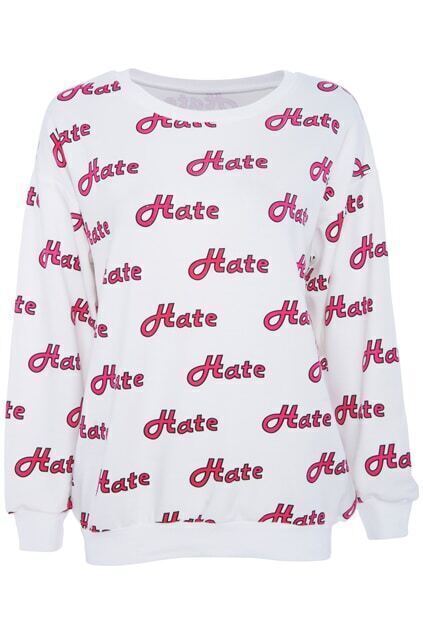 white printed sweatshirt