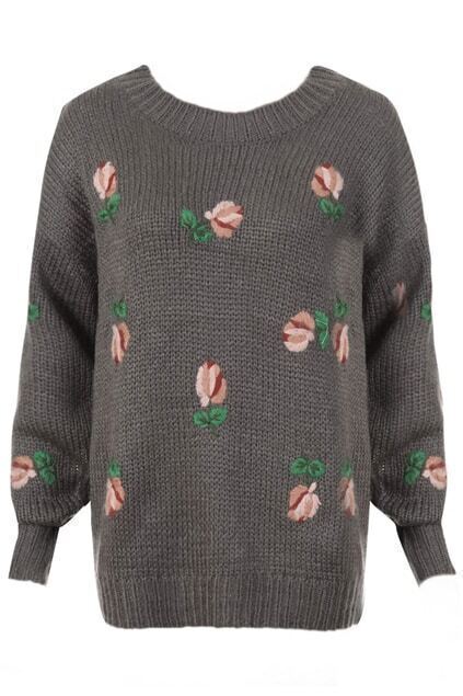 grey embroidered jumper