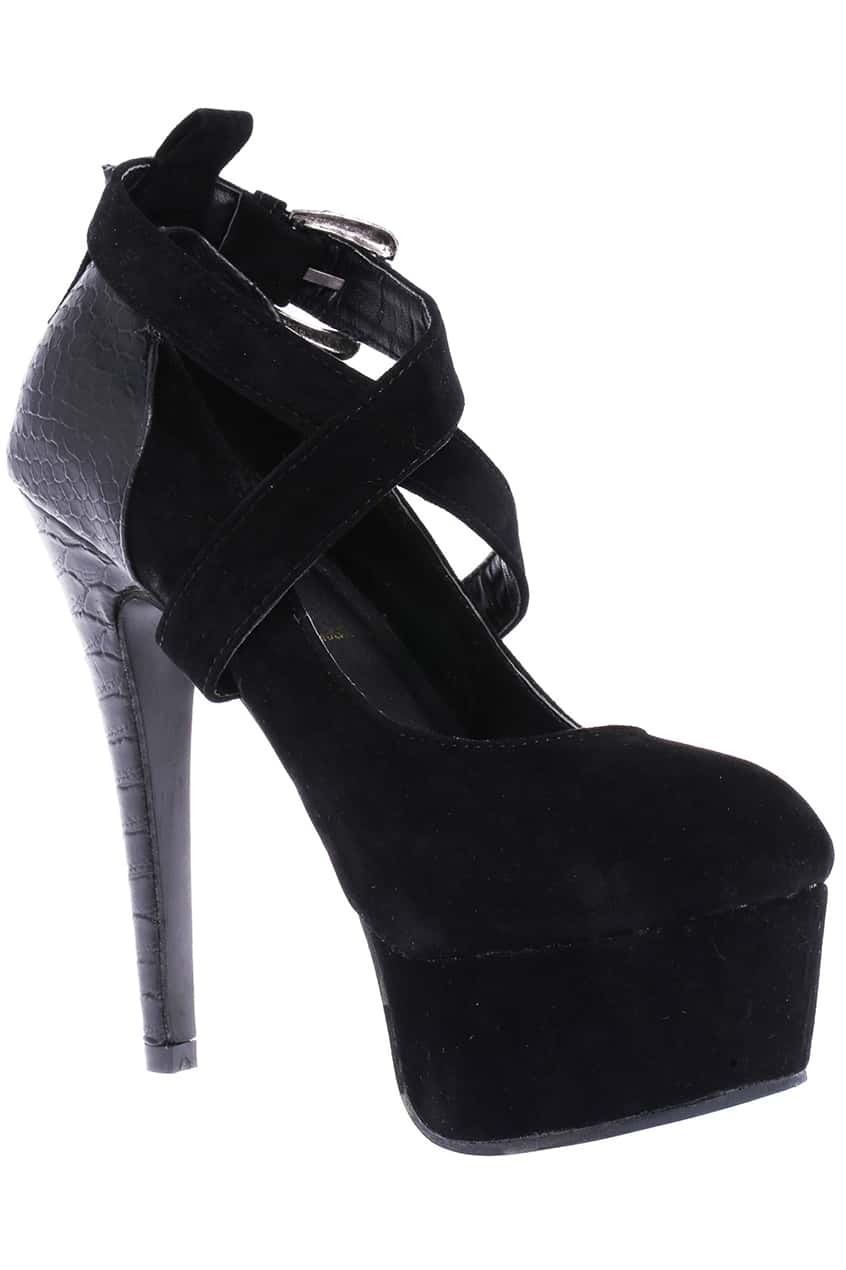 Black Velvet High Heels ROMWE
