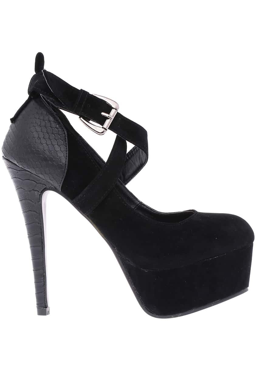 Black Velvet High Heels ROMWE