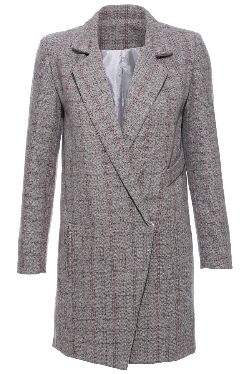 British Plaid CoatGreyFor Womenromwe