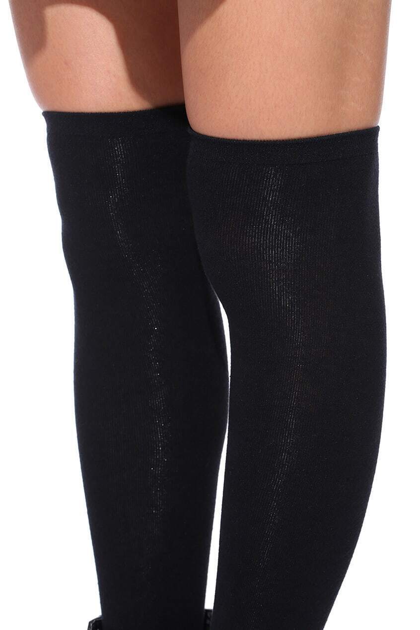 Black Thigh High SocksFor Womenromwe