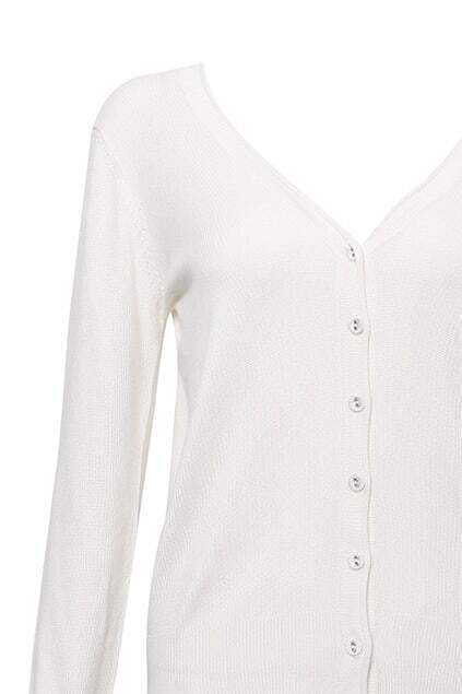 V Neck Sheer White CardiganFor Women-romwe