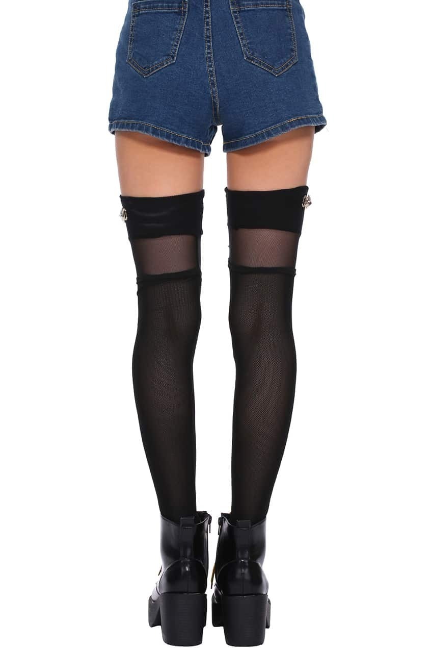 Diamante Layered Mesh Uncovered TightsFor Womenromwe