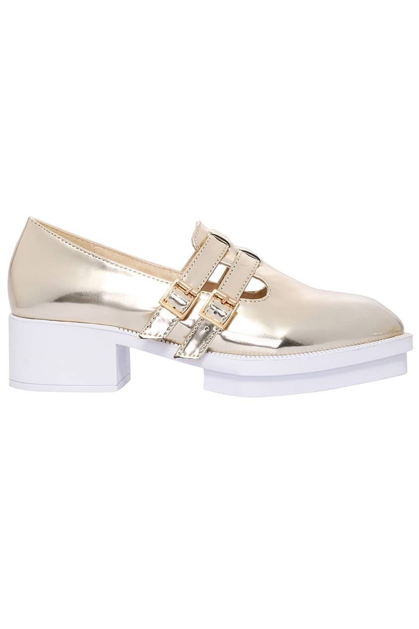 Hollow Gold Pointed ShoesFor Womenromwe
