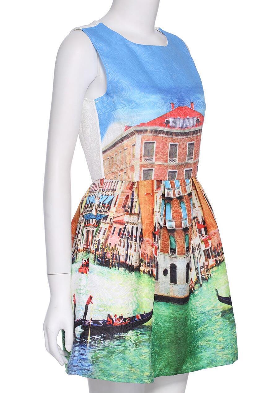 ROMWE Venice Print Sleeveless DressFor Womenromwe