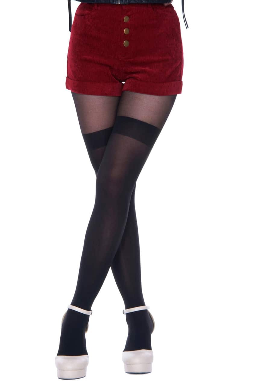 Blackskin Color Contrast TightsFor Womenromwe