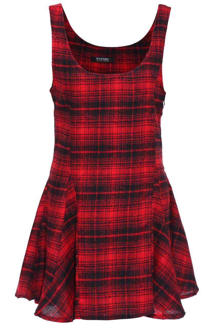 plaid sleeveless dressfor romwe plaid sleeveless dressfor romwe