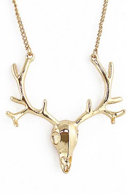 Deer Head Shaped Golden Necklace