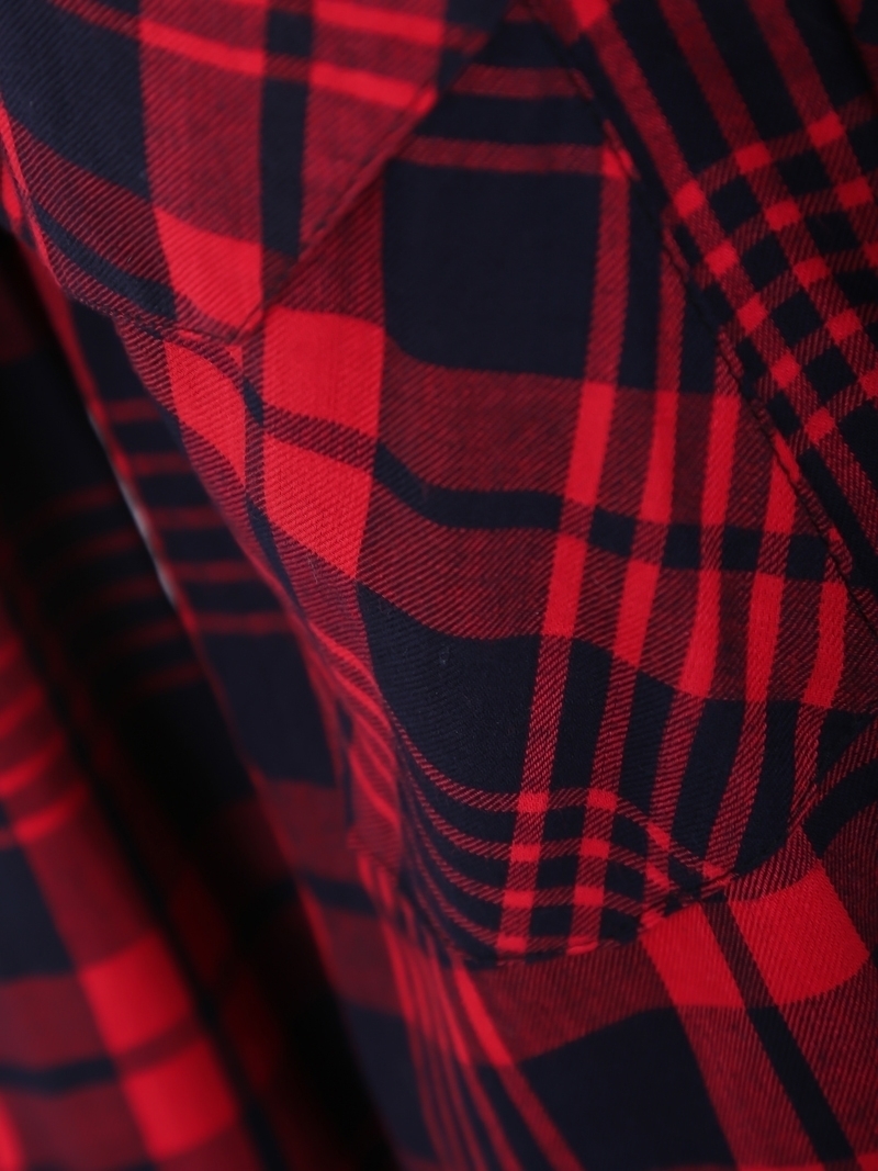 Check Print Red BlouseFor Women-romwe