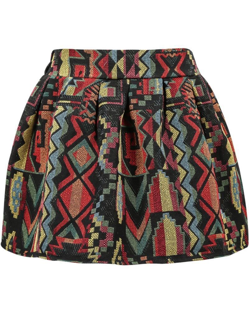 Tribal Print Flare SkirtFor Womenromwe